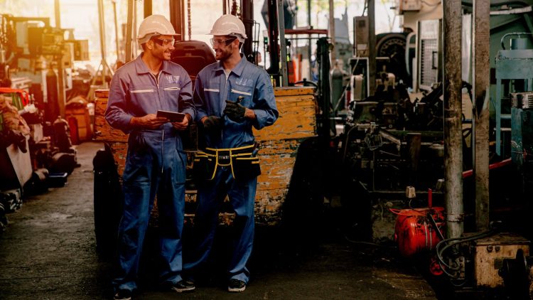 Forklift operators replacing forklift brakes