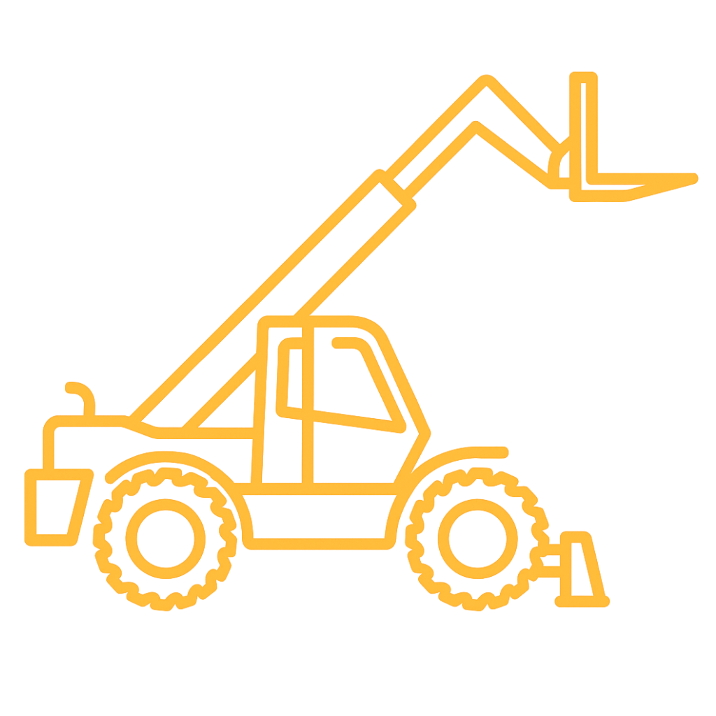 yellow icon of a heavy-duty telehandler