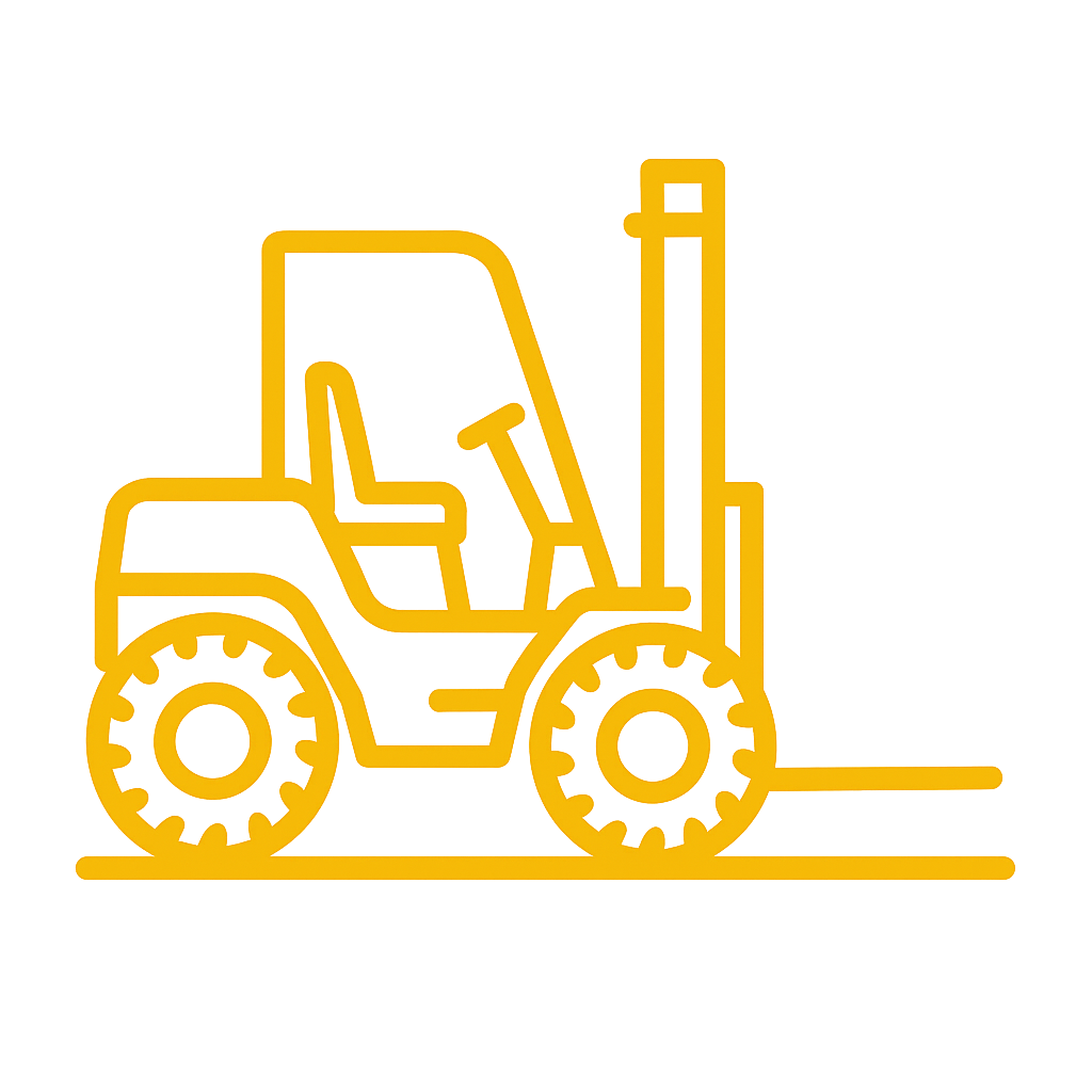 yellow icon of mid-range rough terrain forklift